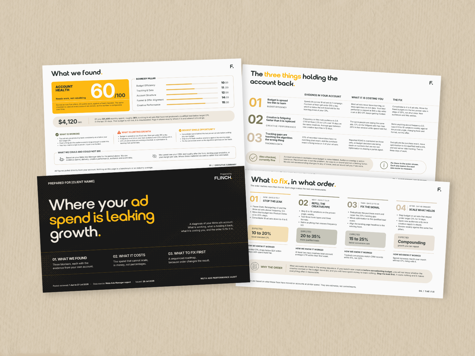 Selected pages from the Flinch Growth Blocker Audit report